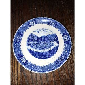 Vintage Antique Old English Staffordshire Ware Blue White Small Saucer
